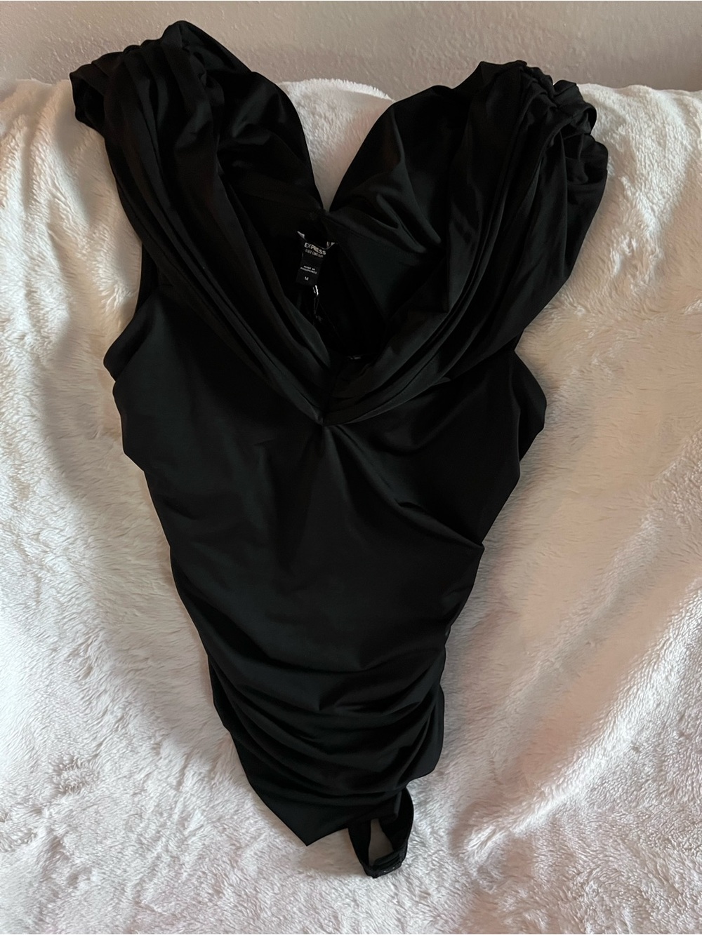 Express Black Draped V-Neck Women’s bodysuit NWT
